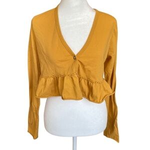 Urban Outfitters Mustard Crop Top with ruffle detail
